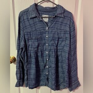 Style & Co. Navy Striped Top